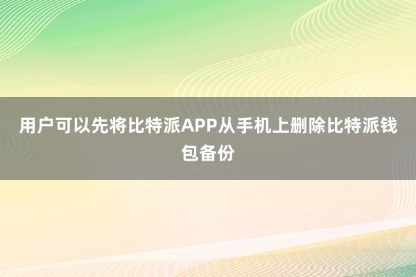 用户可以先将比特派APP从手机上删除比特派钱包备份