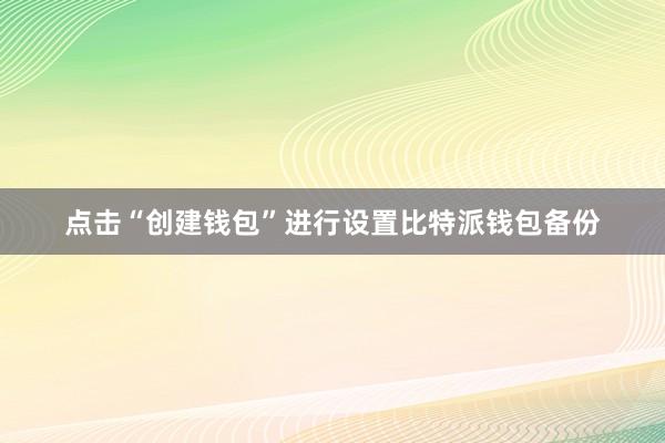 点击“创建钱包”进行设置比特派钱包备份