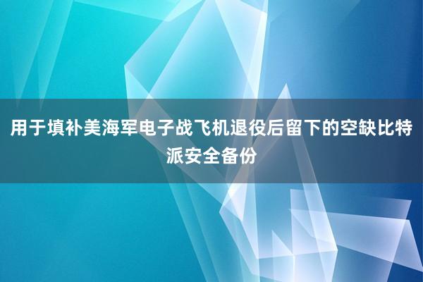 用于填补美海军电子战飞机退役后留下的空缺比特派安全备份