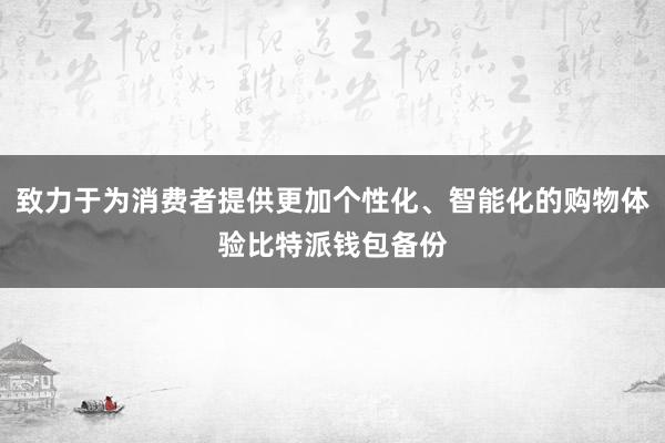 致力于为消费者提供更加个性化、智能化的购物体验比特派钱包备份