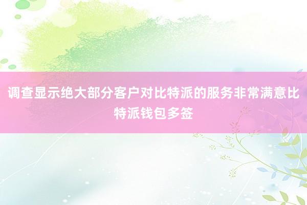 调查显示绝大部分客户对比特派的服务非常满意比特派钱包多签